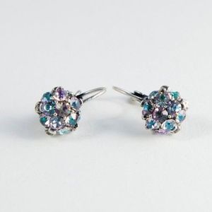 Half Ball Lever Back Swarovski Crystal Earrings